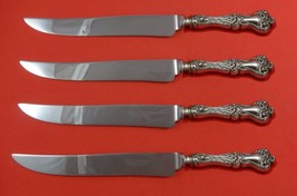 Majestic by Alvin Sterling Silver Steak Knife Set 4pc Large Texas Sized Custom - $325.71