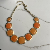 Vtg Gold Toned Necklace With Large Plastic Orange Beading - $10.00