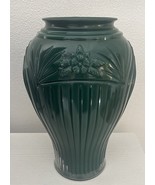 Vintage Anchor Hocking 16&quot; Hunter Green Cascade Glass &amp; Baked Enamel Vas... - $84.95