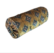 Vintage Style  Bolster Pillows Art Deco Blue Crush Velvet, Throw Pillow 6x16&quot; - £44.10 GBP