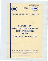 Swans Hellenic Cruises Essential Information for Passengers Booklet 1970 - $15.84