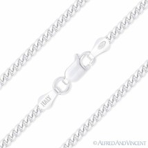 2.6mm Miami Cuban Curb Link Men&#39;s Italian Chain Necklace in .925 Sterling Silver - £28.84 GBP+