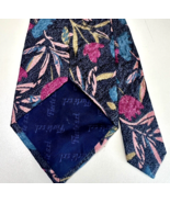 Mens Fierte S.R.L. Floral Skinny Neck Tie  57x3.75  Black pink Blue Vintage - $6.70