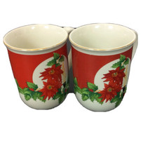 Two Otagiri Japan Mistletoe Christmas Mugs Cups Erin Aristovulos 10 oz - £11.26 GBP