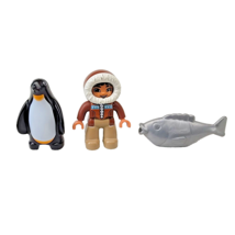 Duplo Lego Penguin Eyes Squared Fish Eskimo Man Hooded Coat Figure Lot of 3 - $13.96
