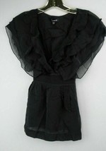 bebe Silk Babydoll Top Ruffles Size XS Black - £11.11 GBP