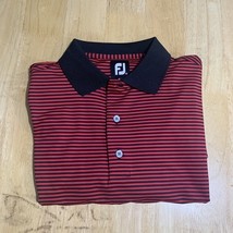 Footjoy Golf Shirt Adult L Performance Polo Red And Black Stripes Mens V... - $349.14 MXN