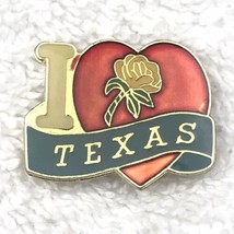 I Love Texas Pin Yellow Rose Heart Vintage - £9.43 GBP