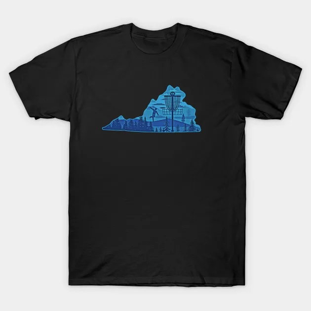 Virginia Blue Ridge Mountain Disc Golf State Art T-Shirt - $16.99