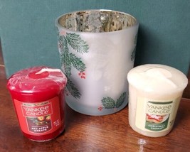 Yankee Candle BALSAM FLICKER Votive  Holder &amp; Two Votive Candles Red &amp; White New - £11.79 GBP