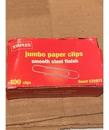 1 Box Staples Stores Jumbo Paper Clips Smooth Steel Finish 100 CT *NEW* r1 - $9.99