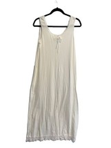 Vintage TREESHA Womens Nightgown White Cotton Knit Lace Trim Sz L - £26.54 GBP