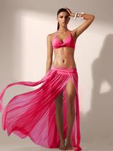 Rosy Pink Elegant Long Sheer Mesh Elastic Waist Long Skirt w/ Slits (Many colors - £31.89 GBP