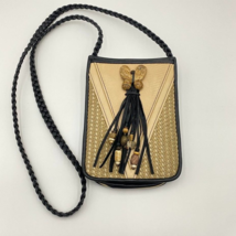 Carved Jasper 8&quot; Crossbody Purse Basket Weave Leather Shoulder Bag Tasse... - $39.59