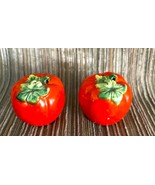 Vintage Novelty Mini Tomato Salt &amp; Pepper Ceramic Shaker Cork Stoppers J... - $169.16 MXN