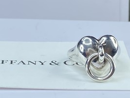  TIFFANY &amp; Co.1995 Heart Knock sterling silver 925 pinky ring 7.1g s4.5 ... - $139.00