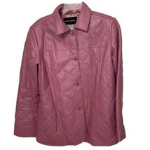 MetroStyle Pink Leather Quilted Blazer Jacket Size Womens Medium - £23.70 GBP
