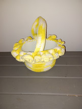 Vintage Hand CROCHETED Stitched Easter Basket Granny Chic Cottagecore Ye... - $17.99