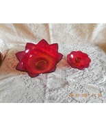 Vintage Fenton Ruby Red/Amberina 8 Petal Bowl &amp; 9 petal Candlestick/Holder - $611.64 MXN