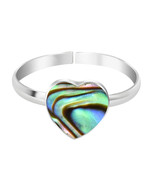 Heart Peacock Abalone Shell .925 Silver Toe/Pinky Ring - £8.71 GBP