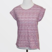 Maje Crew Neck Pink Purple White Short Sleeve Top Size 1 Small - £15.36 GBP