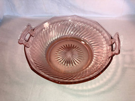 Pink Twisted Optic 9 Inch Handled Bowl Mint Depression Glass - £15.71 GBP