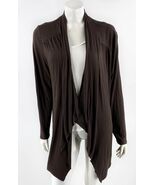 J Jill Cardigan Top Sz L Brown Open Drape Front Stretch Solid Long Sleev... - $544.82 MXN