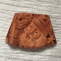 Finely Carved Red &amp; Cream Stone Santa Claus Kris Kringle &amp; House Trapezo... - £21.93 GBP