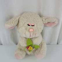 Vintage MTY International Stuffed Plush Sheep Lamb 9&quot; Felt Flower Bouquet White - £29.59 GBP