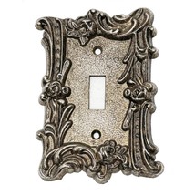 Vintage Ornate Edmar Silver Tone Metal Electric Light Switch Plate Cover... - $11.85