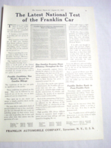 1917 Ad Franklin Automobile Company, Syracuse, N. Y. The Latest National... - $13.70 CAD