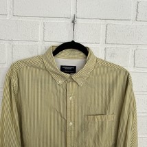 American Eagle Button Up Shirt Mens Large Athletic Fit Pale Yellow Striped - £13.24 GBP