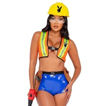 Playboy Construction Worker Costume Vest Shorts Tool Belt Hard Hat Set PB143 - £57.74 GBP