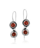 Artisan Crafted Sterling Silver Infinity Design Garnet Earrings Jewelry - £18.33 GBP