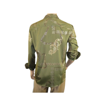 Men Sports Shirt by DE-NIKO Long Sleeves Fashion Print Soft Modal 2F008 Olive image 9
