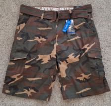 Mens Beverly Hills Polo Club Camo Utility Cargo Shorts Belted  Stretch 34 - $25.22