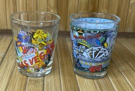 Set of Two Colorful Las Vegas Shot Glasses - £7.98 GBP