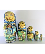 Matryoshka Nesting Dolls 7.8&quot; 5 Pc., Blue Snow Maiden Fairytale Set Russ... - £145.86 GBP