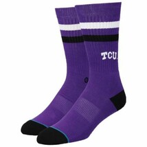Texas Christian University Stance Men&#39;s Logo Crew Socks Purple Size L (9... - $17.82
