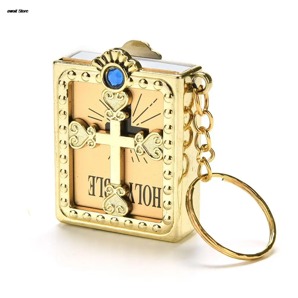 1Pc Mini Holy Bible Keychain English Religious Miniature Paper Spiritual... - $49.51
