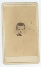 Antique CDV Circa 1870s Adorable Little Boy in Bow Tie Capen Brandon, VT - £7.57 GBP