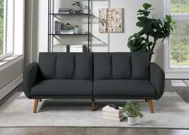 Sofa Convertible Bed Wooden Legs Living Room Lounge Guest Furniture, Black - £409.51 GBP