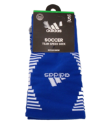 Adidas Youth Boy&#39;s S Blue White Team Speed Cushioned Soccer Socks Over T... - £14.34 GBP