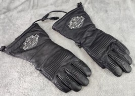 Harley-Davidson Gloves Unisex Small Black Leather Gauntlet Heated Waterproof - £166.98 GBP