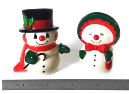 Vintage Hallmark Mr &amp; Mrs Snowman Figural Plastic Salt &amp; Pepper Shakers - £13.88 GBP