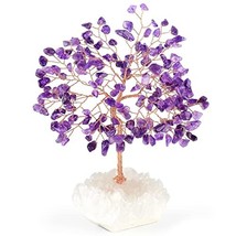 Natural Amethyst Chakra Tree,Crystal Tree of Life,Clear Quartz Cluster B... - $68.99