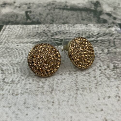 Primary image for Gold Toned Stud Earrings Round W Rhinestones