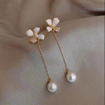 White Pearl Tassel Dangle Drop Earrings for Women - £8.11 GBP