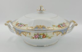 Rare Vtg Noritake Floral Porcelain 8 &amp; 3/8&quot; Covered Vegetable Dish w/ Gold Trim - £62.05 GBP