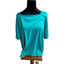 Woman Within Teal T-Shirt Square Neck Short Sleeve Plus Size 1X - $13.85